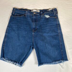 Levi's Signature Heritage High Rise Straight Shorts Women's 16 Blue Cotton Blend